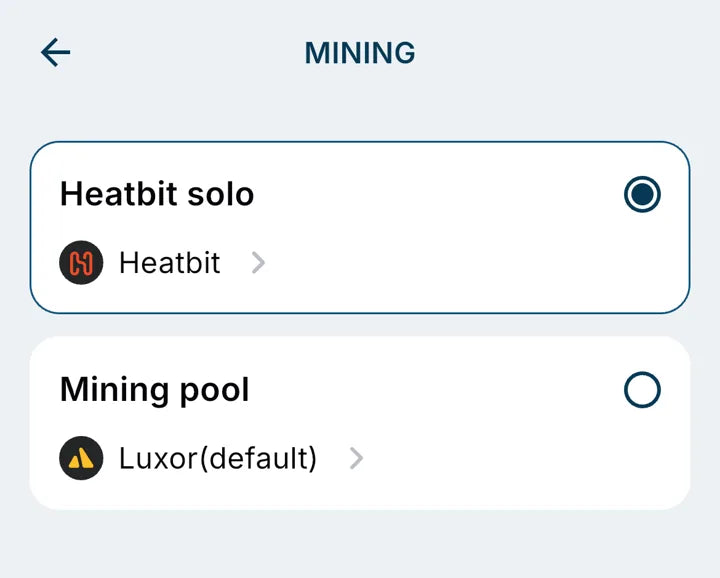 Mining mode β Heatbit solo or mining pool