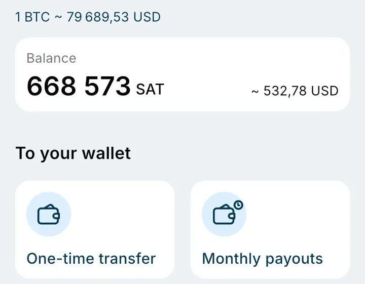 Wallet β balance, one-time transfer and monthly payouts