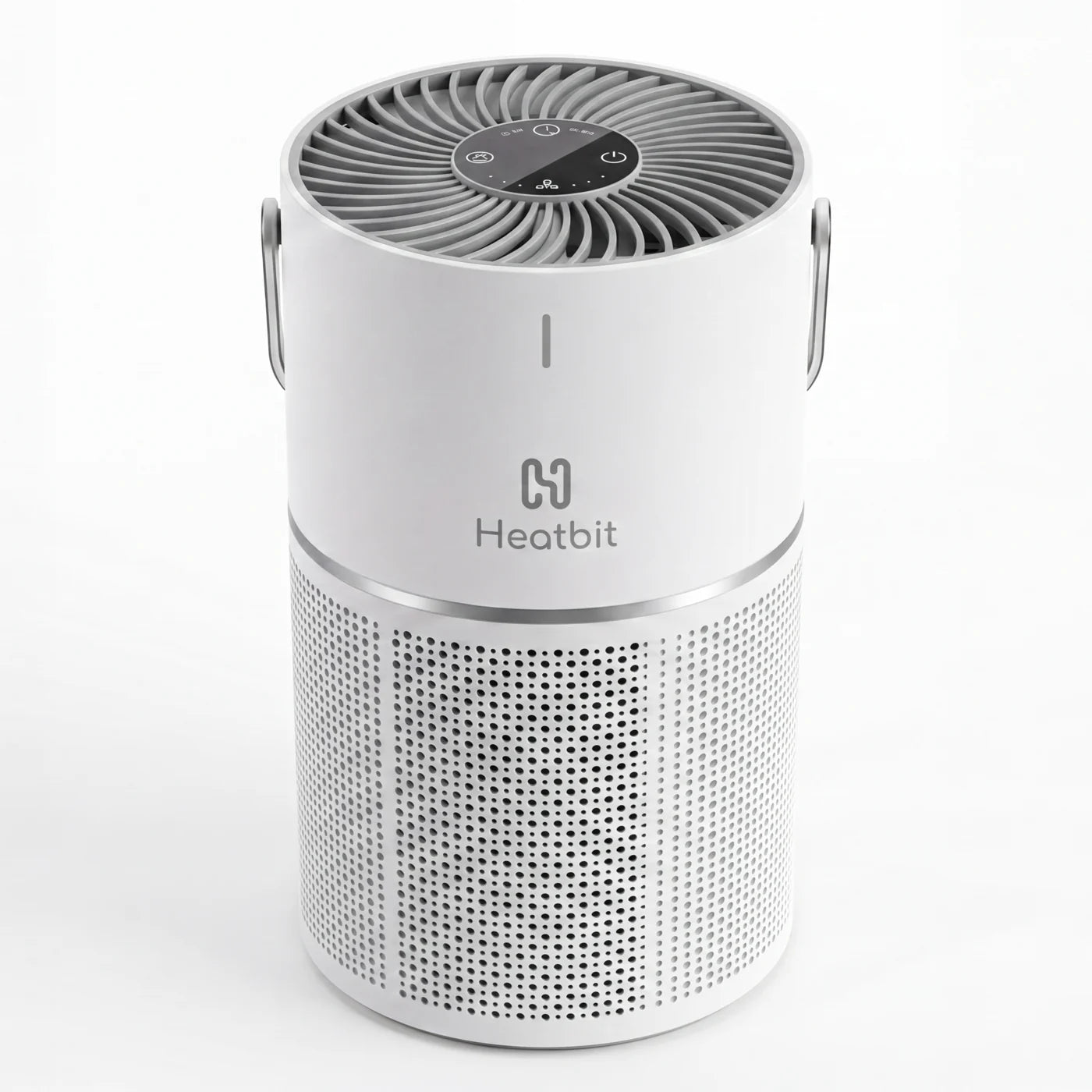 Bitair air purifier and solo Bitcoin miner — angled view
