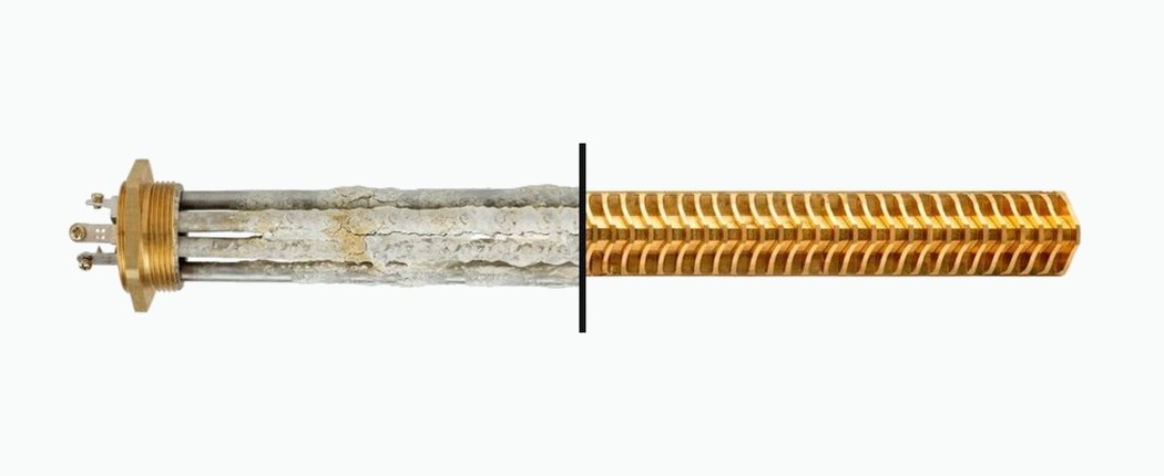 A regular heating element next to Bitwater: same electricity, heat plus bitcoin