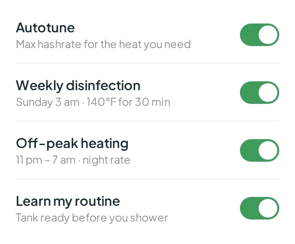 Heatbit app: smart functions