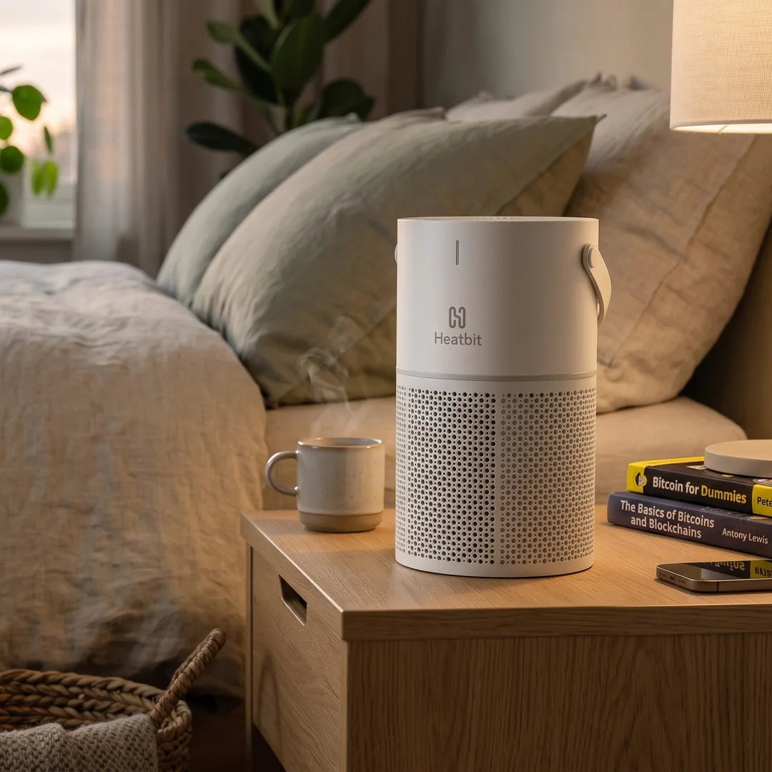 Bitair on a bedroom nightstand