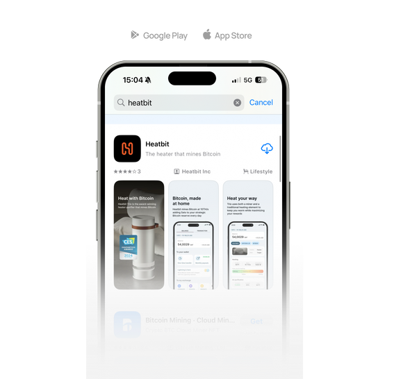 A smartphone displaying Heatbit app store page