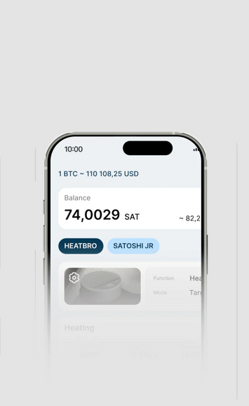 Smartphone showing a balance on the Heatbit app interface